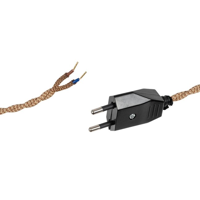  WHIP 77672 Μοντέρνο DIY Πλεκτό Καλώδιο με Ντουί 1 x E27, Διακόπτη On/Off & Πρίζα AC 220-240V IP20 - Καφέ & Μαύρο - Μ150 x Π2.7 x Υ1.9cm - 2