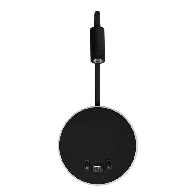 GOOSE 61695 Φωτιστικό Τοίχου - Απλίκα LED 6W 600lm 36° AC 220-240V IP20 - Reading Light & 360° Κρυφός Φωτισμός - Φορτιστής USB 3A - Θερμό Λευκό 2700K Μαύρο - Μ15.5 x Π22.5 x Υ30cm - 5 Xρόνια Εγγύηση