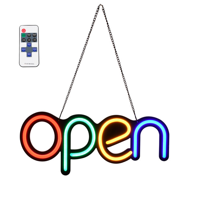 85856 Φωτιστικό Ταμπέλα Φωτεινή Επιγραφή NEON LED Σήμανσης Animated OPEN 30W AC 230V με Διακόπτη On/Off και Ασύρματο Χειριστήριο IR Κόκκινο - Πράσινο - Κίτρινο - Γαλάζιο 85856 Φωτιστικό Ταμπέλα Φωτεινή Επιγραφή NEON LED Σήμανσης Animated OPEN 30W AC 230V με Διακόπτη On/Off και Ασύρματο Χειριστήριο IR Κόκκινο - Πράσινο - Κίτρινο - Γαλάζιο