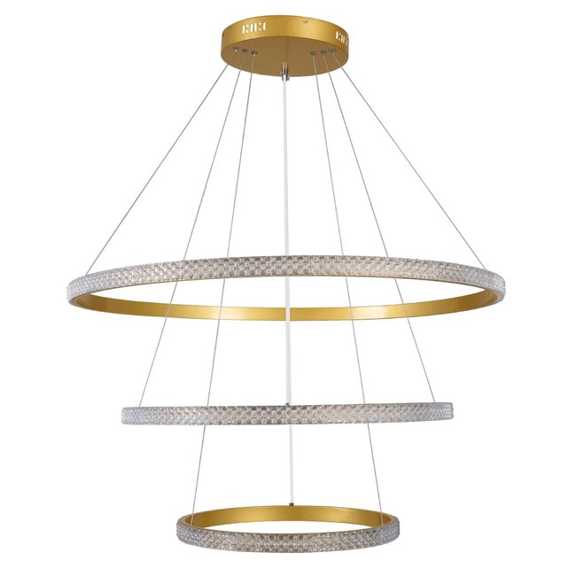 kelvo® DIAMOND KLV-101-0240 Κρεμαστό Φωτιστικό Οροφής LED 120W 12000lm 180° AC 220-240V IP20 Ρυθμιζόμενο Λευκό CCT με Χειριστήριο από 2700K έως 6000K Dimmable - Lumileds SMD Chip - Χρυσό Πλατίνα - Μ80 x Π80 x Υ80cm - 3 Χρόνια Εγγύηση - 4