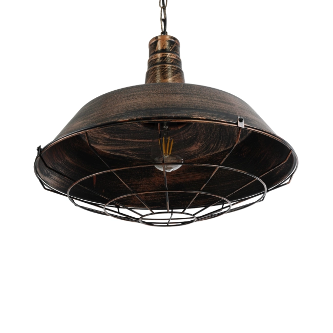 RAY 01045 Vintage Κρεμαστό Φωτιστικό Οροφής με Ντουί 1 x E27 AC 220-240V IP20 - Χάλκινο Εφέ Σκουριάς - Μ46 x Π46 x Υ36cm - 5