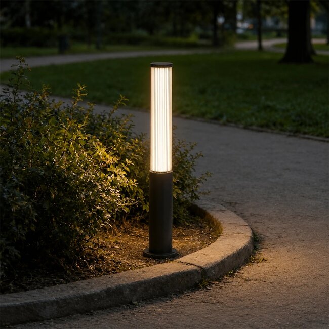 CYLIS GLB-103-0014 Φωτιστικό Κολωνάκι Κήπου LED 15W 1350lm 360° AC 220-240V Αδιάβροχο IP65 Θερμό Λευκό 2700K - Sanan SMD Chip - Μαύρο Ματ - Μ13 x Π13 x Υ80cm - 3 Χρόνια Εγγύηση - 6