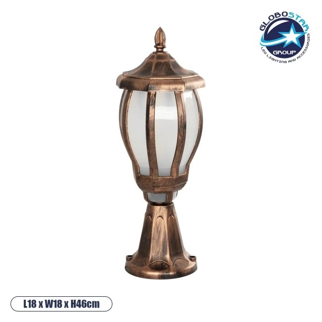 VERDI 203-0235 Vintage Επιδαπέδιο Φωτιστικό Φαναράκι Μονόφωτο 1 x E27 IP44 Χάλκινο & Διάφανο Πλαστικό - Μ18 x Π18 x Υ46cm VERDI 203-0235 Vintage Επιδαπέδιο Φωτιστικό Φαναράκι Μονόφωτο 1 x E27 IP44 Χάλκινο & Διάφανο Πλαστικό - Μ18 x Π18 x Υ46cm