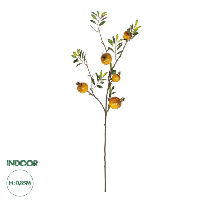 Artificial Garden YELLOW POMEGRANATE  FRUIT BRANCH 21445 Τεχνητό Διακοσμητικό Κίτρινη Κλαδί Ροδιά Y85cm