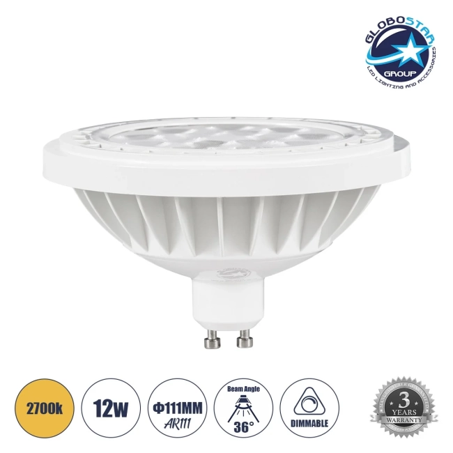 SPOTAR 60131 Σποτ GU10 AR111 LED 12W 1128lm 36° AC 220-240V IP20 Θερμό Λευκό 2700K Dimmable - Μ11 x Π11 x Υ6.6cm - 3 Χρόνια Εγγύηση SPOTAR 60131 Σποτ GU10 AR111 LED 12W 1128lm 36° AC 220-240V IP20 Θερμό Λευκό 2700K Dimmable - Μ11 x Π11 x Υ6.6cm - 3 Χρόνια Εγγύηση
