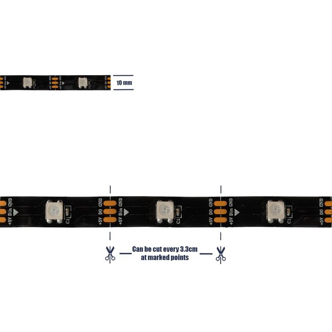 DIGISTRIP 90757 Σετ Ψηφιακής Pixel Addressable Ταινίας με IR Ασύρματο Χειριστήριο LED 36W/5m 2880lm/5m 120° DC 5V με USB 2.0 IP20 150 x SMD5050 Chip/5m 150 x Pixel/5m Πολύχρωμο RGB Dimmable SPI/TTL Protocol - Μ500 x Π1 x Υ0.2cm - Ρολό 5 Μέτρων - 5 Χρόνια Εγγύηση - 9