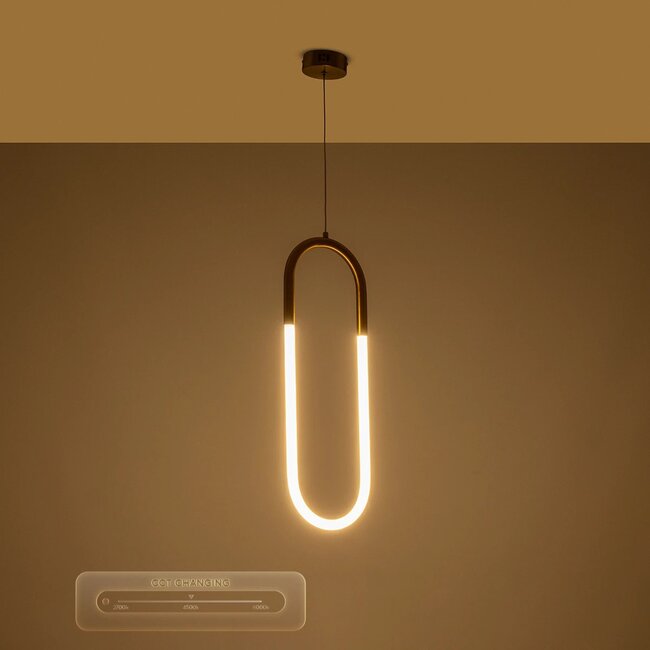 kelvo® GLOW KLV-101-0176 Κρεμαστό Φωτιστικό Οροφής LED 18W 1800lm 360° AC 220-240V IP20 Ρυθμιζόμενο Λευκό CCT με On/Off 2700K/4500K/6000K - Lumileds SMD Chip - Χρυσό Πλατίνα - Μ20 x Π2.5 x Υ60cm - 3 Χρόνια Εγγύηση - 14