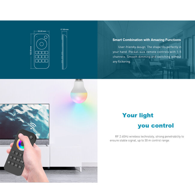 71548 RT4 SKYDANCE Ασύρματο Χειριστήριο Αφής RF 2.4Ghz 1 Group για όλα τα RGB/RGBW SKYDANCE Controller DC 3V 2 x AAA - IP20 Μαύρο Μ12.2 x Π5.3 x Υ1.7cm - 5 Years Warranty - 13