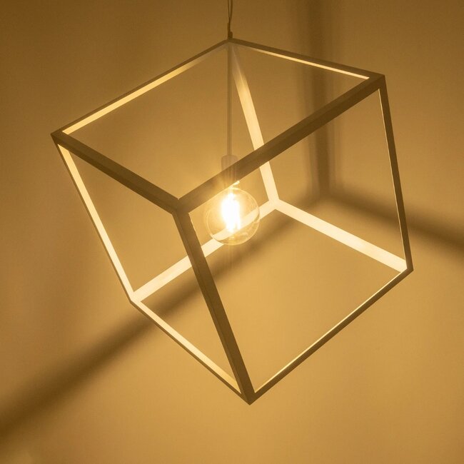 CUBE 999-0217 Μοντέρνο Κρεμαστό Φωτιστικό Οροφής με Ντουί 1 x E27 AC 220-240V IP20 - Λευκό - Μ70 x Π70 x Y87cm - 2