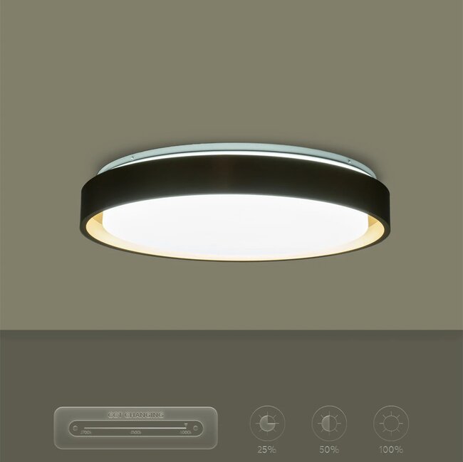 kelvo® BARCHETTA KLV-101-0268-V2 Φωτιστικό Οροφής LED 72W 7200lm 120° AC 220-240V IP20 Ρυθμιζόμενο Λευκό CCT με Χειριστήριο από 2700K έως 6000K Dimmable - Lumileds SMD Chip - Σαμπανιζέ Χρυσό Ματ - Μ48 x Π48 x Υ8.2cm - 3 Χρόνια Εγγύηση - 17