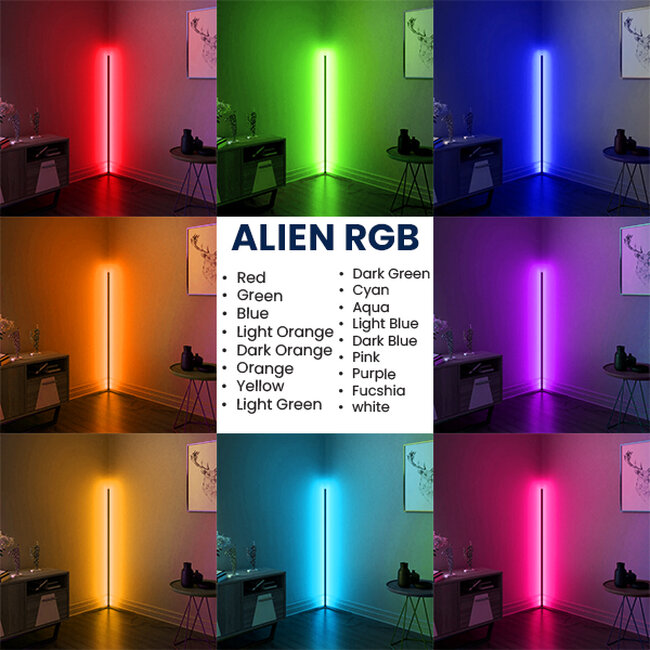Μοντέρνο Minimal Επιδαπέδιο Μαύρο Φωτιστικό 200cm LED 32 Watt με Ασύρματο Χειριστήριο RF & Dimmer RGB  ALIEN Design GLOBO-200-8