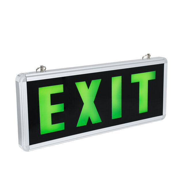 75663 Κρεμαστό Φωτιστικό Ένδειξης EXIT LED 1W AC 220-240V Μονής Όψης με Επαναφορτιζόμενη Μπαταρία 350mAh - 120 Λεπτά Αυτονομία - IP20 - Σώμα Αλουμινίου - Μ35 x Π14 x Υ3.3cm - Πράσινο - 5