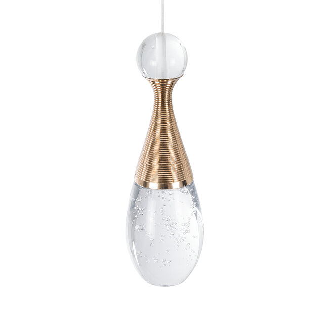 JADORE 01232 Μοντέρνο Κρεμαστό Φωτιστικό Ανάρτηση LED 5W 400lm 120°AC 220-240V IP20 Θερμό Λευκό 3000K Χάλκινο Μέταλλο με Διάφανο Γυαλί - Μ8 x Π8 x Υ26cm - 2 Χρόνια Εγγύηση - 7
