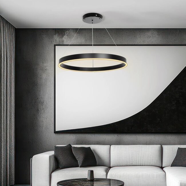 kelvo® VENOM KLV-101-0190 Κρεμαστό Φωτιστικό Οροφής LED 67W 6700lm 120° AC 220-240V IP20 Ρυθμιζόμενο Λευκό CCT με Χειριστήριο από 2700K έως 6000K Dimmable - Lumileds SMD Chip - Μαύρο Ματ - Μ80 x Π80 x Υ6.5cm - 3 Χρόνια Εγγύηση