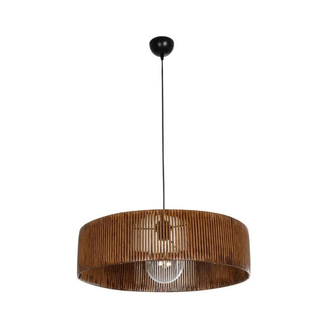 KYCLOS 203-0045 Boho Κρεμαστό Φωτιστικό Καπέλο Μονόφωτο 1 x E27 IP20 Καφέ Rattan - M55 x Π55 x Υ90cm - 3