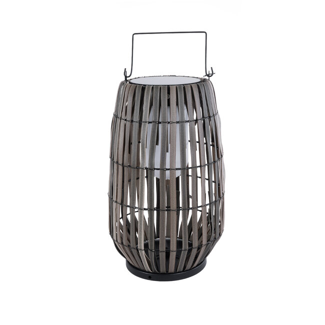 NETLEY 02306 Boho Αυτόνομο Ηλιακό Κρεμαστό/Επιτραπέζιο Φωτιστικό Φαναράκι LED SMD 5W 200lm - Φ30 x Υ50cm - με Ενσωματωμένη Μπαταρία 600mAh - Φωτοβολταϊκό Πάνελ και Αισθητήρα Ημέρας-Νύχτας με Ασύρματο Χειριστήριο IR Γκρι Μπαμπού Αδιάβροχο IP65 Θερμό Λευκό 3000K - 5 Χρόνια Εγγύηση - 9