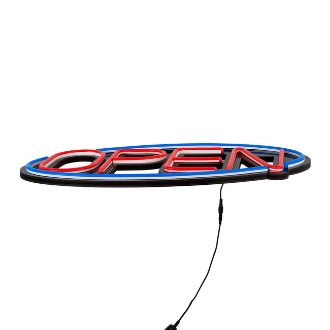 85860 Φωτιστικό Ταμπέλα Φωτεινή Επιγραφή NEON LED Σήμανσης Animated Ovale OPEN 30W AC 230V με Διακόπτη On/Off και Ασύρματο Χειριστήριο IR Μπλε - Κόκκινο - 4