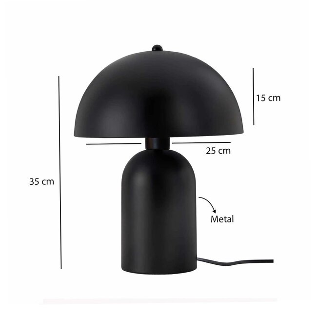 GASCO 204-0146 Μοντέρνο Eπιτραπέζιο Φωτιστικό Μονόφωτο 1 x E27 IP20 Μαύρο Μέταλλο - Μ25 x Π25 x Υ35cm