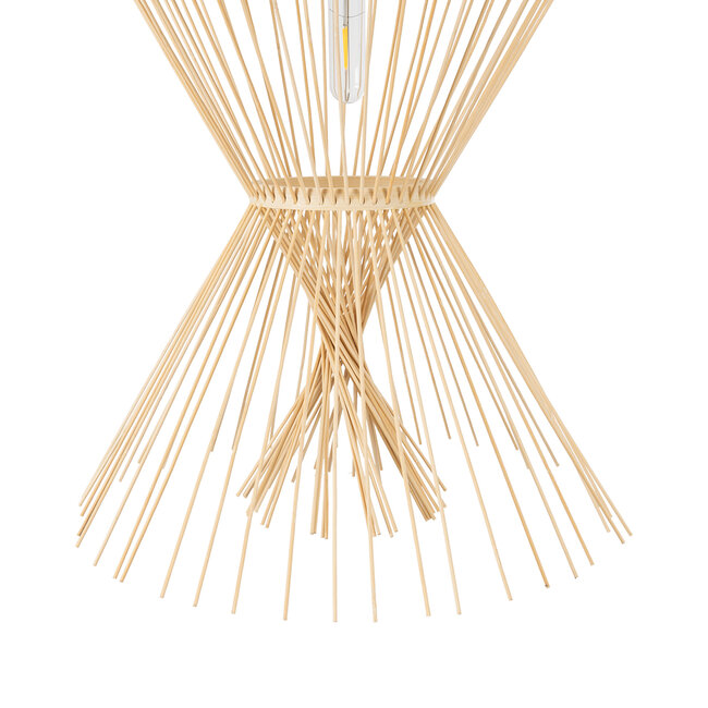 YOSHI 01928 Boho Κρεμαστό Φωτιστικό Οροφής Μονόφωτο 1 x E27 AC220-240V IP20 - Φ35 x Υ60cm - Μπεζ Ξύλινο Πλέγμα - 8