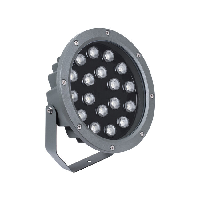 TREELIGHT-RIVA 90366 Σποτ Φωτισμού Ειδικό για Φυτά - Δέντρα με Βάση Κήπου / Καρφωτό LED 24W 2040lm 10° DC 24V Αδιάβροχο IP67 Φ20.5 x Υ6.5cm RGBW DMX512 - Γκρι Ανθρακί - 3 Years Warranty - 4