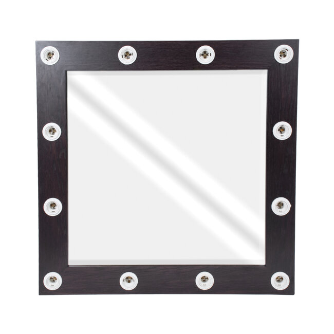 MAKEUP MIRROR-80x80-2 Μοντέρνος Καθρέπτης Μακιγιάζ με Πλαίσιο Φυσικού Ξύλου με Διακόπτη On/Off 12 x E27 AC220-240V - Μ80 x Π7 x Υ80cm - Καφέ Wenge - 4