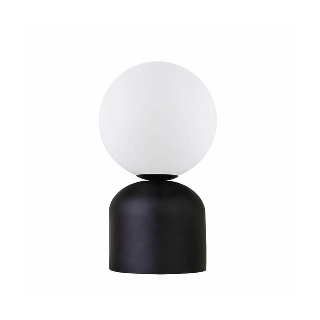 MAGIC 204-0132 Μοντέρνο Eπιτραπέζιο Φωτιστικό Μονόφωτο 1 x E27 IP20 Μαύρο Μέταλλο με Λευκό Γυαλί - Μ13 x Π13 x Υ28cm