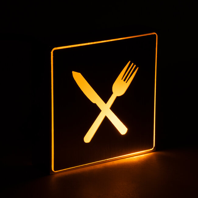 SENSATI 75660 Φωτιστικό Τοίχου Ένδειξης RESTAURANT FORK & KNIFE LED 1W AC 220-240V IP20 - Σώμα Αλουμινίου - Μ11 x Π11 x Υ3cm - Πορτοκαλί - 5