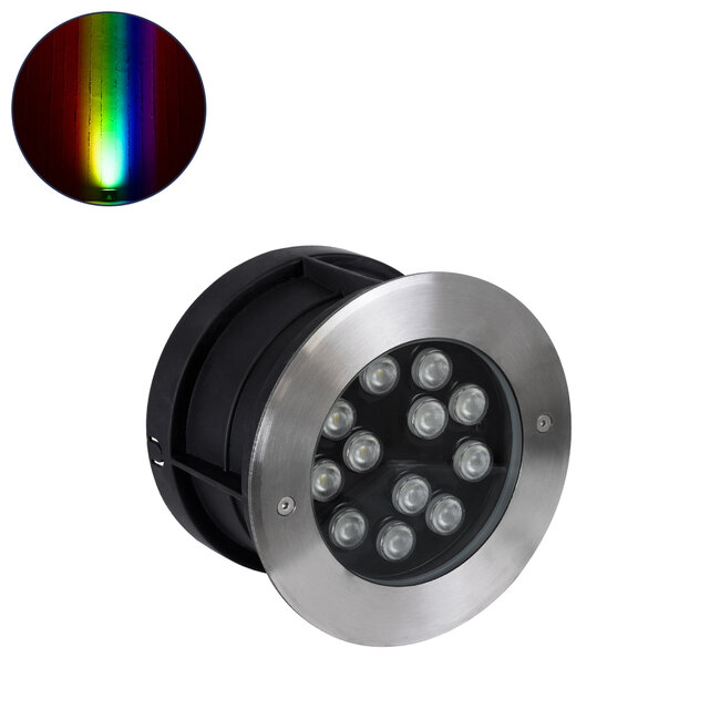 UNDERWATER-TUNI 90422 Υποβρύχιο Χωνευτό Φωτιστικό Σποτ Ειδικό για Σιντριβάνια LED 12W 1020lm 30° DC 24V Αδιάβροχο IP68 Φ18 x Υ11cm RGBW DMX512 - Ανοξείδωτο Ατσάλι - 3 Years Warranty