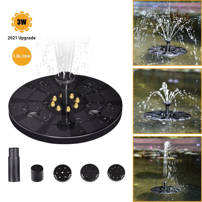 71531 Ηλιακό Αυτόνομο Φωτοβολταϊκό Διακοσμητικό Συντριβάνι LED 3W με Μέγιστο Ύψος Νερού 30-60cm - 4 Διαφορετικά Μπέκ Ψεκασμού Αδιάβροχο IP68 Θερμό Λευκό 2700K Φ18 x Υ8cm - 15