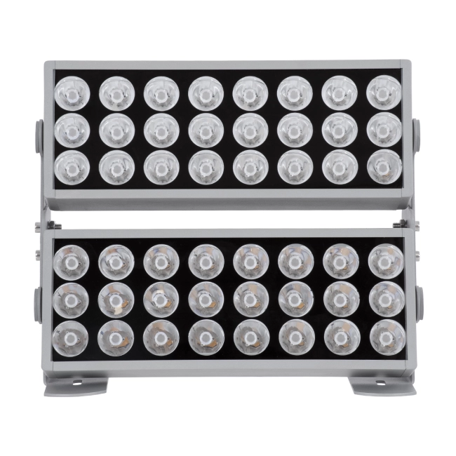 FLOOD-ZENA 90220 Προβολέας Wall Washer για Φωτισμό Κτιρίων LED 120W 10800lm 3° DC 24V Αδιάβροχο IP65 L38 x W30.5 x H24cm Θερμό Λευκό 2700K - Ασημί - 3 Years Warranty - 4