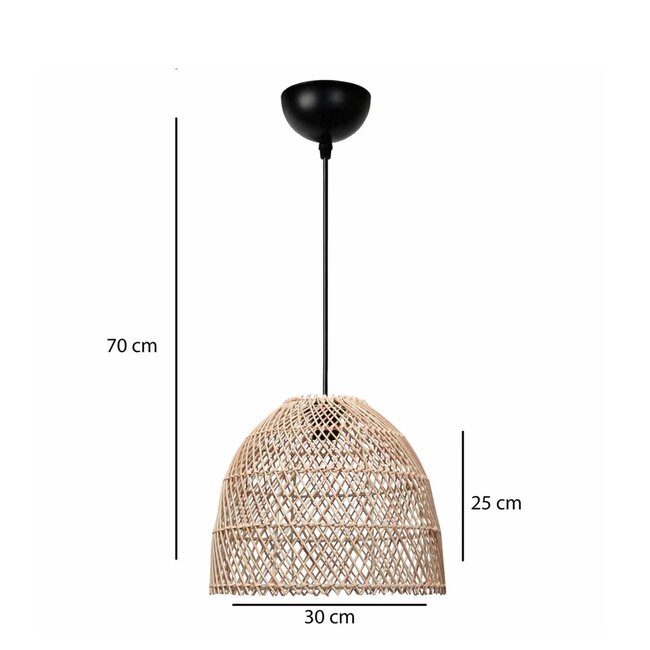 CESTINO 204-0178 Boho Κρεμαστό Φωτιστικό Οροφής Μονόφωτο 1 x E27 AC 220-240V IP20 Μπεζ - Μ30 x Π30 x Υ25cm - 2