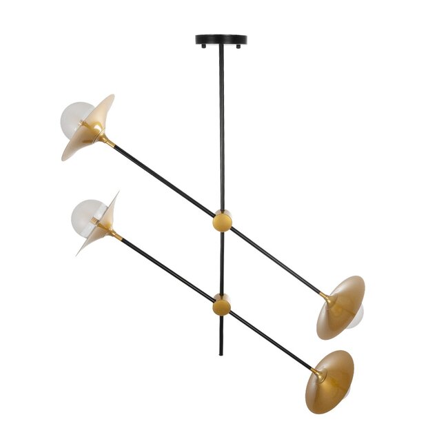 JOLIET 999-0044 Μοντέρνο Φωτιστικό Οροφής Πλέγμα Πολύφωτο 4 x G9 IP20 Μαύρο & Χρυσό Μέταλλο - Μ93 x Π20 x Υ106cm - 5