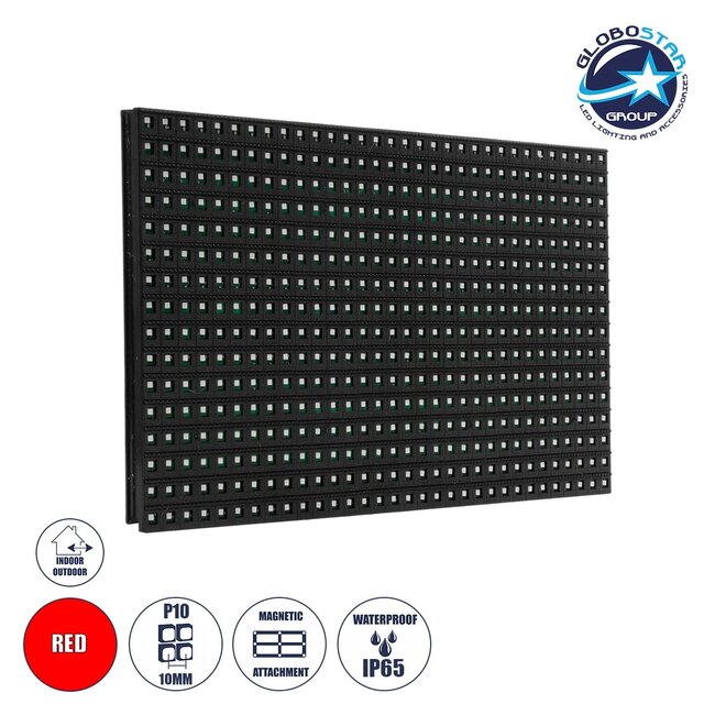 MODULCO 90380 Module Πλακίδιο Κυλιόμενης Ψηφιακής Επιγραφής/Οθόνης 32x16cm P10 LED 40W Nits ≥5500cd/㎡ DC 5V Αδιάβροχο IP65 Κόκκινο - Μ32 x Π16 x Υ1.5cm - 2 Χρόνια Εγγύηση