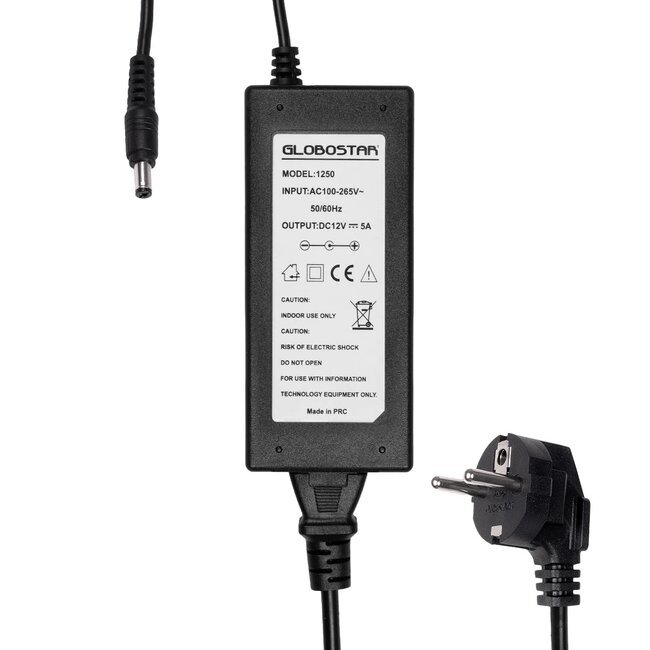 VOLTIX GLB-107-0003 Τροφοδοτικό/Μετασχηματιστής Class II SELV 60W 5A AC 220-240V σε DC 12V IP20 - Μαύρο Ματ - Μ11.5 x Π5 x Υ3.2cm - 3 Χρόνια Εγγύηση - 5