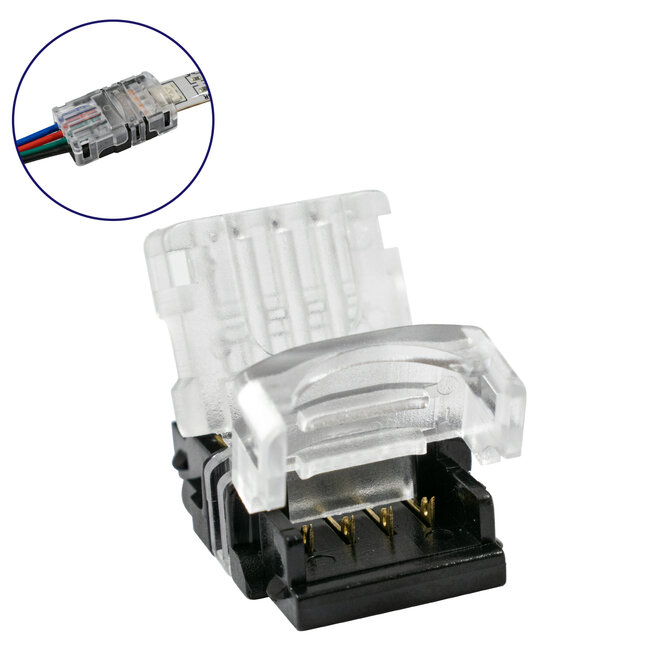 70724 Αδιάβροχος Ταχυσύνδεσμος Ένωσης IP65 - Strip To Cable Connector για Ένωση 1 x RGB Αδιάβροχης Ταινίας LED Πλάτους 10mm με 1 x Καλώδιο Τροφοδοσίας