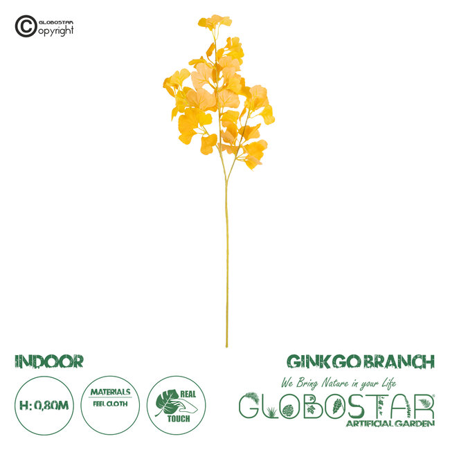 Artificial Garden GINKGO BRANCH 20260 Τεχνητό Διακοσμητικό Κλαδί Γκίγκο Π22 x Υ80cm