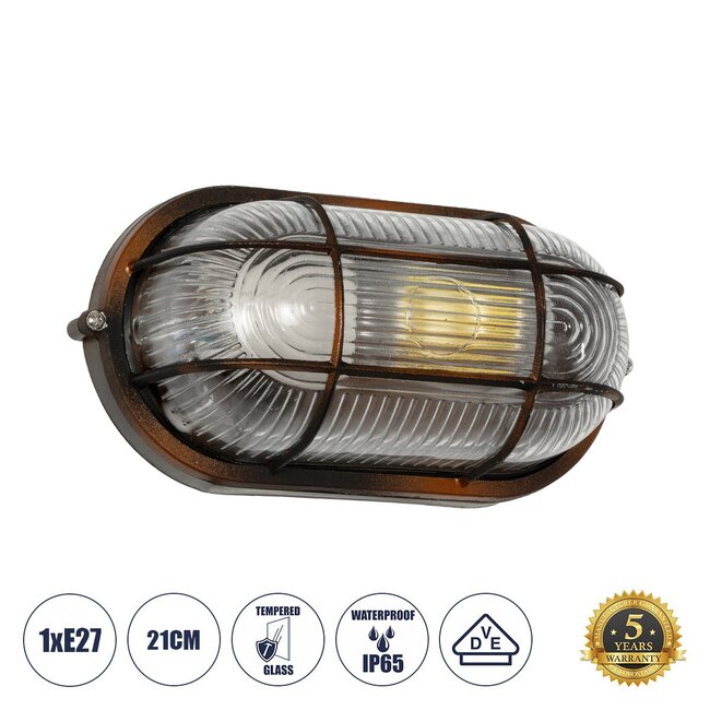 BOATLIGHT 61622 Vintage Φωτιστικό Καραβοχελώνα Τοίχου - Απλίκα με Ντουί 1 x E27 AC 220-240V Αδιάβροχο IP65 - Χάλκινο Παλαιωμένο Εφέ Σκουριάς Ματ - Μ21 x Π10.4 x Υ9cm