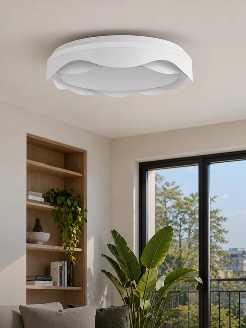 LOTUS GLB-101-0101-V2 Μοντέρνο Φωτιστικό Οροφής LED 72W 7200lm 120° AC 220-240V IP20 Ρυθμιζόμενο Λευκό CCT με Χειριστήριο από 2700K έως 6000K Dimmable - Lumileds SMD Chip - Λευκό Ματ - Μ50 x Π50 x Υ9.5cm - 3 Χρόνια Εγγύηση - 2