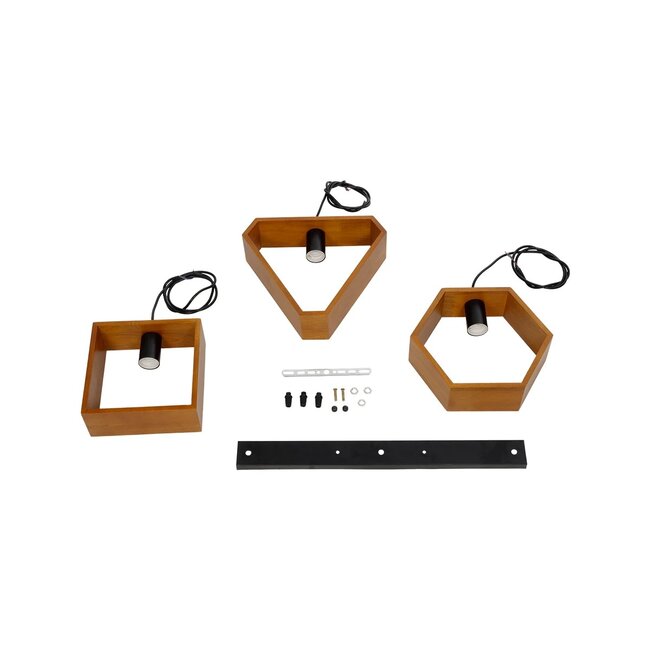 ELISE 999-0034 Μοντέρνο Κρεμαστό Φωτιστικό Οροφής με Ντουί 3 x E27 AC 220-240V IP20 - Καφέ & Μαύρο - Μ74 x Π9 x Υ40cm - 9