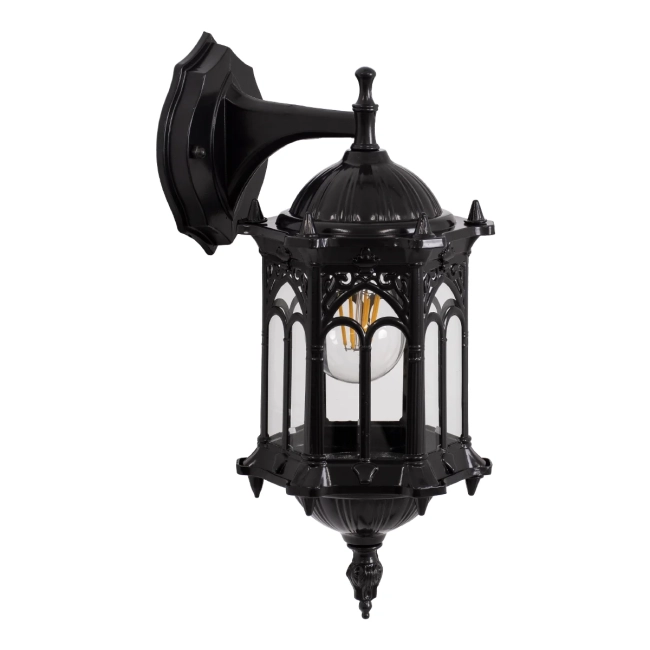 DARCY 00657 Vintage Φωτιστικό Τοίχου - Απλίκα με Ντουί 1 x E27 AC 220-240V IP20 - Μαύρο - Μ15.5 x Π15.5 x Υ34.5cm