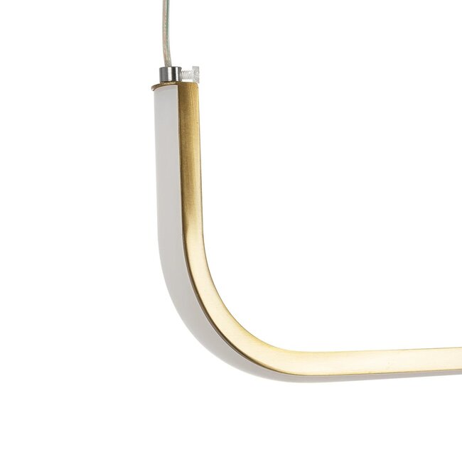 LINARIA 60923 Μοντέρνο Κρεμαστό Φωτιστικό Οροφής LED 36W 4150lm 180° AC 220-240V IP20 Ρυθμιζόμενο Λευκό CCT με Χειριστήριο από 2700K έως 6000K Dimmable - Lumileds SMD Chip - Χρυσό Βούρτσας - Μ120 x Π2 x Υ10cm - 3 Χρόνια Εγγύηση - 2