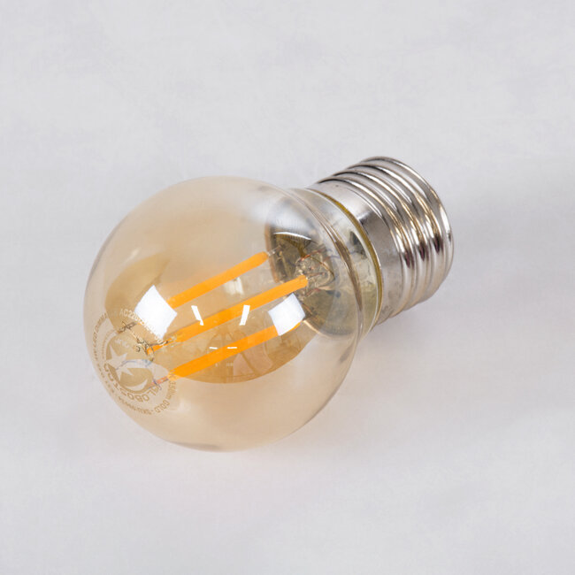 SPHERE 99034 Λάμπα E27 G45 LED 4W 350lm 360° AC 220-240V IP20 Ultra Θερμό Λευκό 2200K Dimmable - Long Filament Chip - Μελί - Μ4.5 x Π4.5 x Υ7.5cm - 3 Χρόνια Εγγύηση - 3