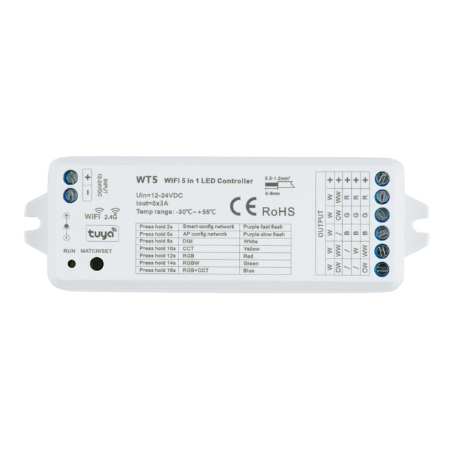 73010 Ασύρματος WiFi LED RGBW+WW+CCT Controller IOS/Android 5in1 2.4Ghz DC 12-24V Max 180W - 3