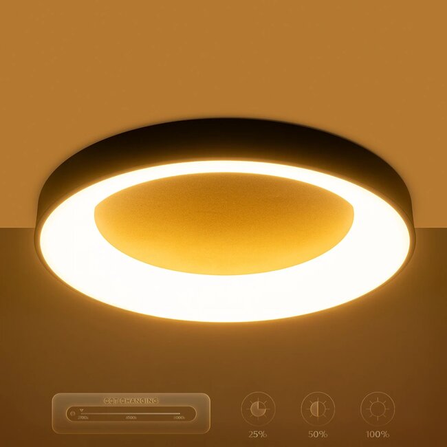 kelvo® SALEM KLV-101-0281 Φωτιστικό Οροφής LED 105W 10500lm 120° AC 220-240V IP20 Ρυθμιζόμενο Λευκό CCT με Χειριστήριο από 2700K έως 6000K Dimmable - Lumileds SMD Chip - Μαύρο Ματ - Μ60 x Π60 x Υ8.5cm - 3 Χρόνια Εγγύηση - 12