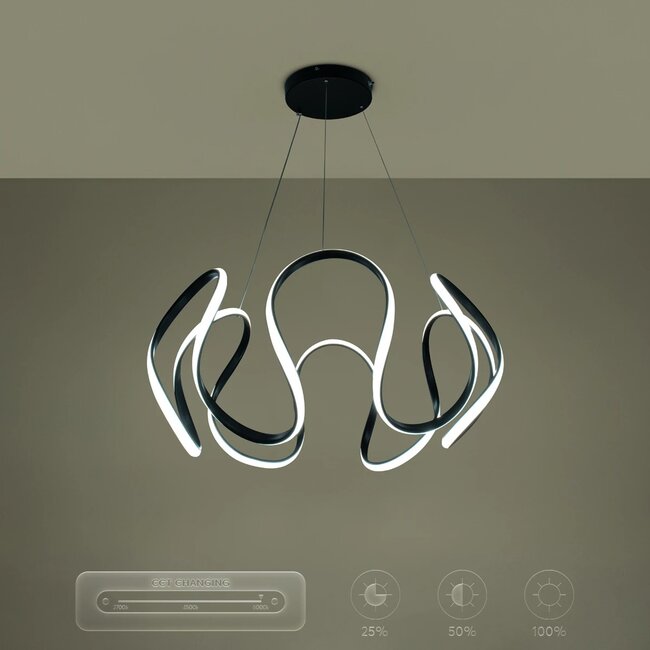 kelvo® TARANTULA KLV-101-0269 Κρεμαστό Φωτιστικό Οροφής LED 120W 12000lm 360° AC 220-240V IP20 Ρυθμιζόμενο Λευκό CCT με Χειριστήριο από 2700K έως 6000K Dimmable - Lumileds SMD Chip - Μαύρο Ματ - Μ78 x Π78 x Υ31.5cm - 3 Χρόνια Εγγύηση - 13