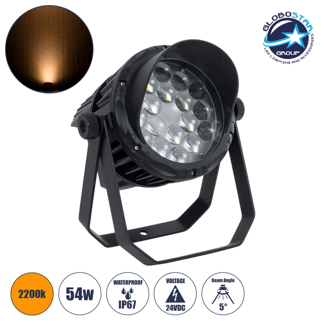 FLOODKARA 90819 Προβολέας Σποτ Wall Washer με Αντιθαμβωτική Γρίλια LED 54W 6210lm 5° DC 24V Αδιάβροχο IP67 Ultra Θερμό Λευκό 2200K Dimmable - CREE XPE Chip - Γκρι Ανθρακί - Μ28 x Π32 x H27cm - 3 Χρόνια Εγγύηση