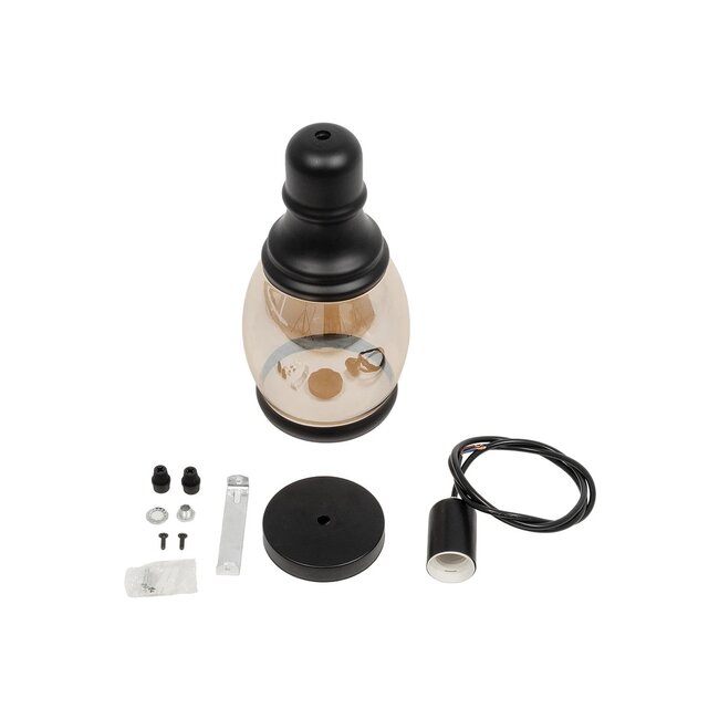 OLIVER 999-0188 Vintage Κρεμαστό Φωτιστικό Οροφής με Ντουί 1 x E27 AC 220-240V IP20 - Μελί & Μαύρο - Μ14 x Π14 x Υ30cm - 10