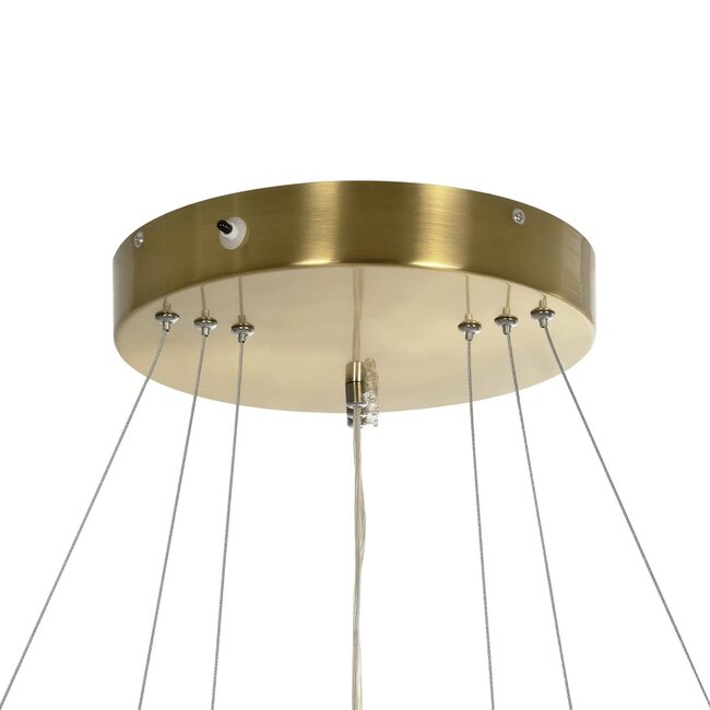 NEMESIS TRIO 61169-DECO Μοντέρνο Κρεμαστό Φωτιστικό Οροφής LED 100W 12123lm 360° AC 220-240V IP20 Ρυθμιζόμενο Λευκό CCT με Χειριστήριο από 2700K έως 6000K Dimmable - Lumileds SMD Chip - Χρυσό Βούρτσας - Μ60 x Π60 x Υ60cm - 3 Χρόνια Εγγύηση - 8