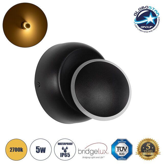 TSUKI 60675 Μοντέρνο Φωτιστικό Τοίχου - Απλίκα LED 5W 625lm 180° AC 220-240V Αδιάβροχο IP65 Θερμό Λευκό 2700K - Bridgelux COB Chip & TÜV SÜD Driver - Μαύρο Ματ - Μ14 x Π8.5 x Υ14cm - 5 Χρόνια Εγγύηση TSUKI 60675 Μοντέρνο Φωτιστικό Τοίχου - Απλίκα LED 5W 625lm 180° AC 220-240V Αδιάβροχο IP65 Θερμό Λευκό 2700K - Bridgelux COB Chip & TÜV SÜD Driver - Μαύρο Ματ - Μ14 x Π8.5 x Υ14cm - 5 Χρόνια Εγγύηση
