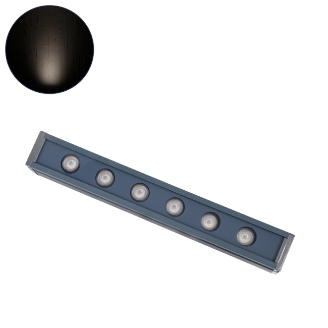WASHERMARGO 90180 Μπάρα Φωτισμού Wall Washer LED 6W 690lm 30° DC 24V Αδιάβροχο IP65 Φυσικό Λευκό 4500K Dimmable - Bridgelux SMD Chip - Γκρι Ανθρακί - Μ30 x Π4 x Υ5cm - 3 Χρόνια Εγγύηση - 10